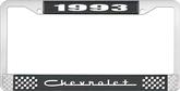 1993 Chevrolet Style # 5 Black and Chrome License Plate Frame with White Lettering