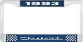 1993 Chevrolet Style # 5 Blue and Chrome License Plate Frame with White Lettering