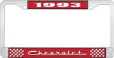 1993 Chevrolet Style # 5 Red and Chrome License Plate Frame with White Lettering