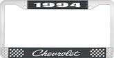 1994 Chevrolet Style # 4 Black and Chrome License Plate Frame with White Lettering