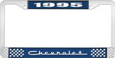 1995 Chevrolet Style # 5 Blue and Chrome License Plate Frame with White Lettering