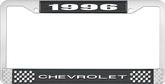 1996 Chevrolet Style # 1 Black and Chrome License Plate Frame with White Lettering
