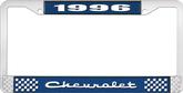 1996 Chevrolet Style # 2 Blue and Chrome License Plate Frame with White Lettering