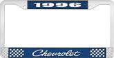 1996 Chevrolet Style # 4 Blue and Chrome License Plate Frame with White Lettering