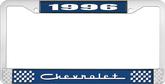 1996 Chevrolet Style # 5 Blue and Chrome License Plate Frame with White Lettering