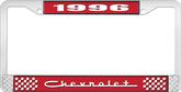 1996 Chevrolet Style # 5 Red and Chrome License Plate Frame with White Lettering