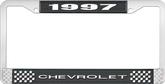 1997 Chevrolet Style # 1 Black and Chrome License Plate Frame with White Lettering
