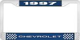 1997 Chevrolet Style # 1 Blue and Chrome License Plate Frame with White Lettering