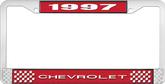 1997 Chevrolet Style # 1 Red and Chrome License Plate Frame with White Lettering