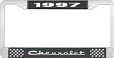 1997 Chevrolet Style # 2 Black and Chrome License Plate Frame with White Lettering