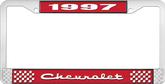 1997 Chevrolet Style # 2 Red and Chrome License Plate Frame with White Lettering