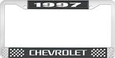 1997 Chevrolet Style # 3 Black and Chrome License Plate Frame with White Lettering