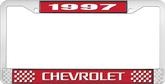 1997 Chevrolet Style # 3 Red and Chrome License Plate Frame with White Lettering