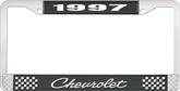 1997 Chevrolet Style # 4 Black and Chrome License Plate Frame with White Lettering