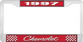 1997 Chevrolet Style # 4 Red and Chrome License Plate Frame with White Lettering