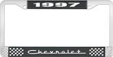 1997 Chevrolet Style # 5 Black and Chrome License Plate Frame with White Lettering