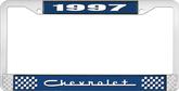 1997 Chevrolet Style # 5 Blue and Chrome License Plate Frame with White Lettering