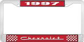 1997 Chevrolet Style # 5 Red and Chrome License Plate Frame with White Lettering
