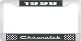 1998 Chevrolet Style # 2 Black and Chrome License Plate Frame with White Lettering