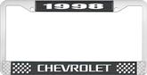 1998 Chevrolet Style # 3 Black and Chrome License Plate Frame with White Lettering