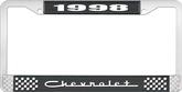 1998 Chevrolet Style # 5 Black and Chrome License Plate Frame with White Lettering