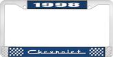 1998 Chevrolet Style # 5 Blue and Chrome License Plate Frame with White Lettering
