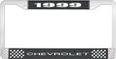 1999 Chevrolet Style # 1 Black and Chrome License Plate Frame with White Lettering