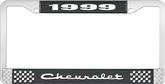 1999 Chevrolet Style # 2 Black and Chrome License Plate Frame with White Lettering