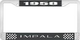 1958 Impala Style #2 Black and Chrome License Plate Frame with White Lettering