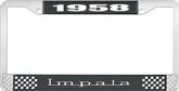 1958 Impala Style #3 Black and Chrome License Plate Frame with White Lettering