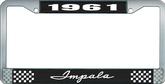1961 Impala Style #1 Black and Chrome License Plate Frame with White Lettering