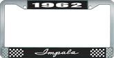 1962 Impala Style #1 Black and Chrome License Plate Frame with White Lettering