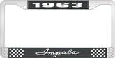 1963 Impala Style #1 Black and Chrome License Plate Frame with White Lettering