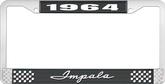 1964 Impala Style #1 Black and Chrome License Plate Frame with White Lettering