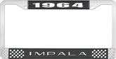 1964 Impala Style #2 Black and Chrome License Plate Frame with White Lettering