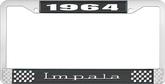 1964 Impala Style #3 Black and Chrome License Plate Frame with White Lettering