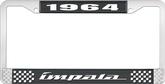 1964 Impala Style #4 Black and Chrome License Plate Frame with White Lettering