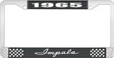 1965 Impala Style #1 Black and Chrome License Plate Frame with White Lettering