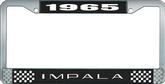 1965 Impala Style #2 Black and Chrome License Plate Frame with White Lettering