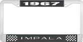 1967 Impala Style #2 Black and Chrome License Plate Frame with White Lettering