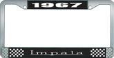 1967 Impala Style #3 Black and Chrome License Plate Frame with White Lettering