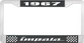 1967 Impala Style #4 Black and Chrome License Plate Frame with White Lettering