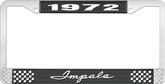 1972 Impala Style #1 Black and Chrome License Plate Frame with White Lettering