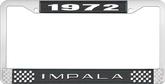 1972 Impala Style #2 Black and Chrome License Plate Frame with White Lettering