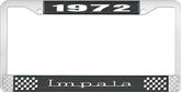 1972 Impala Style #3 Black and Chrome License Plate Frame with White Lettering