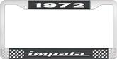 1972 Impala Style #4 Black and Chrome License Plate Frame with White Lettering