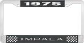 1975 Impala Style #2 Black and Chrome License Plate Frame with White Lettering