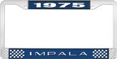 1975 Impala Style #2 Blue and Chrome License Plate Frame with White Lettering