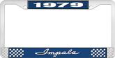1979 Impala Style #1 Blue and Chrome License Plate Frame with White Lettering