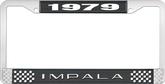 1979 Impala Style #2 Black and Chrome License Plate Frame with White Lettering